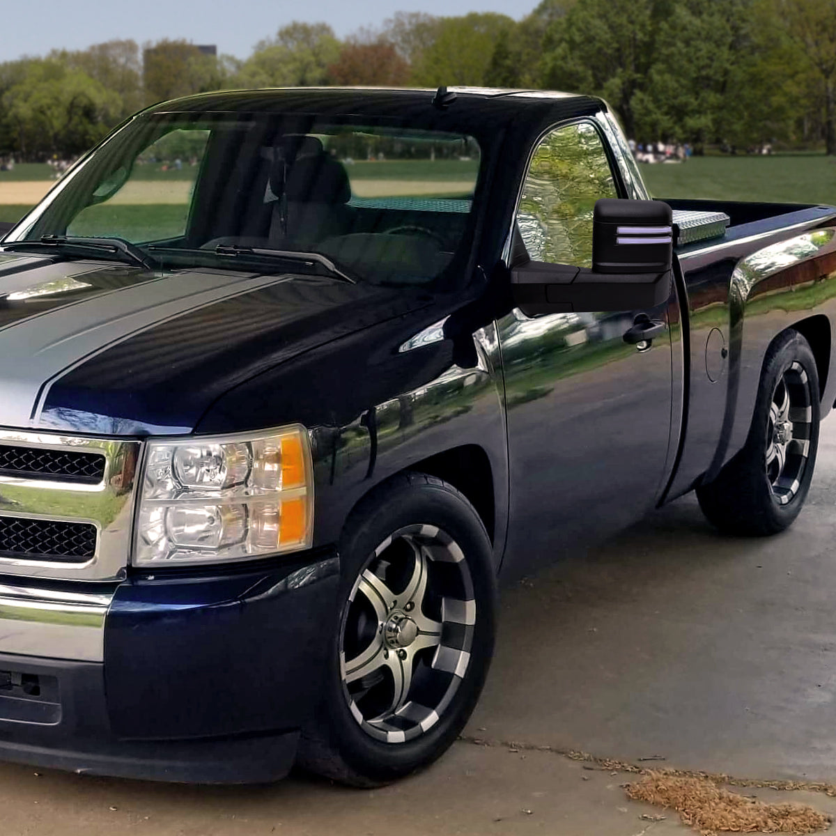 2007-2013 GMC Sierra Silverado 1500 Power Adjustable, Heated, & Manual Extendable Towing Mirrors w/ Clear Lens LED DRL, Turn Signal and Clearance Lights