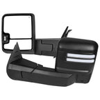 2007-2013 GMC Sierra Silverado 1500 Power Adjustable, Heated, & Manual Extendable Towing Mirrors w/ Clear Lens LED DRL, Turn Signal and Clearance Lights
