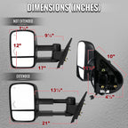 2007-2013 Chevrolet Silverado / Suburban / Avalanche / Tahoe GMC Sierra / Yukon / Yukon XL Power Adjustable Manual Extenable Heated Towing Mirrors