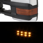 2014-2018 Chevrolet Silverado/ GMC Sierra Power Adjustable, Folding, Heated, & Manual Extendable Chrome Towing Mirrors w/ LED Turn Signal & Clearance Lights