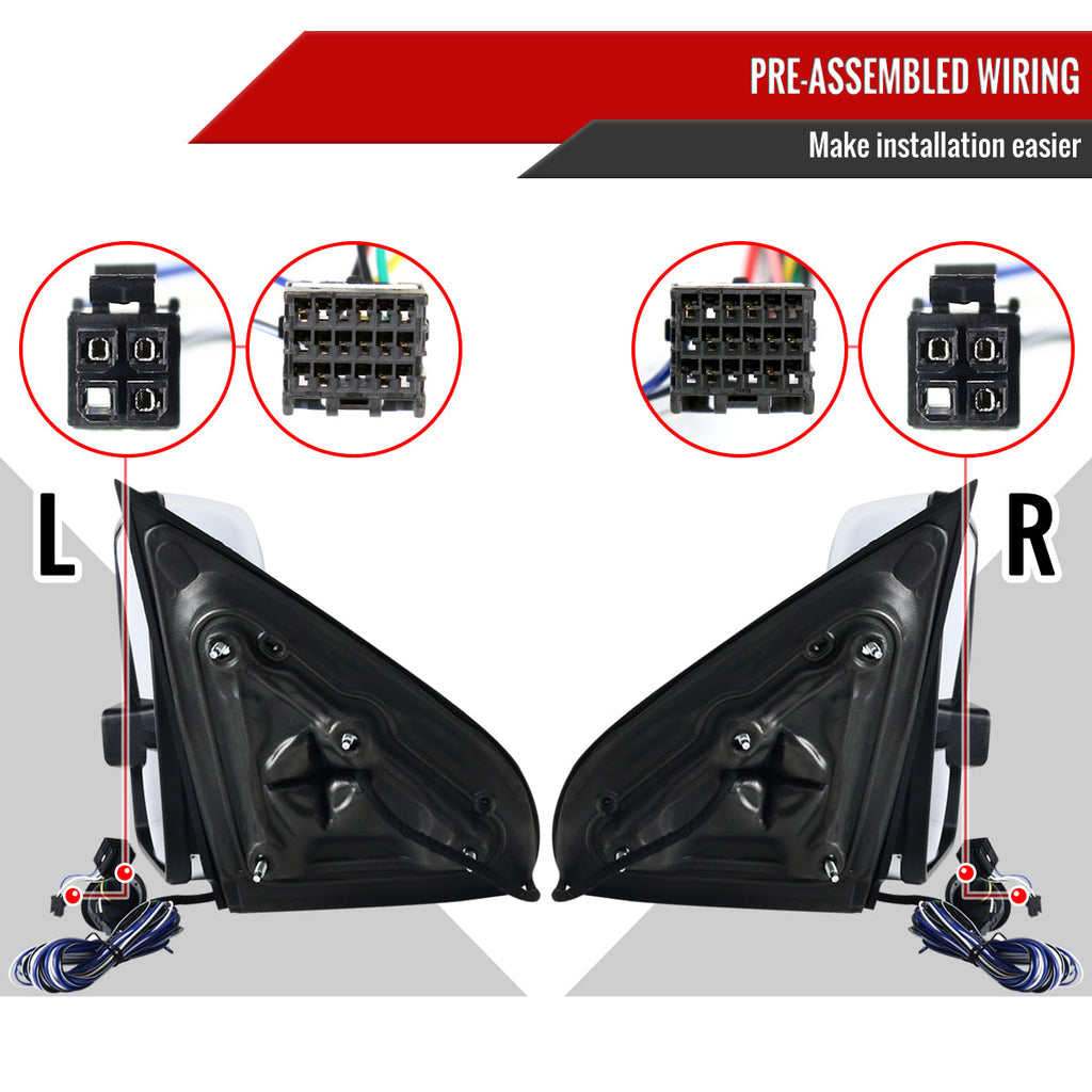 2014-2016 Chevrolet Silverado/GMC Sierra Power Heated ATS Manual Extendable Chrome Towing Mirrors w/ Smoked Lens LED Turn Signal & Clearance Lights