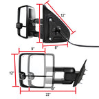 2014-2018 Chevrolet Silverado/GMC Sierra Power Adjustable, Heated, & Manual Extendable Chrome Towing Mirrors w/ Smoked Lens LED Turn Signal & Clearance Lights