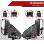 2014-2016 Chevrolet Silverado/GMC Sierra Power Heated ATS Manual Extendable Towing Mirrors w/ Smoked Lens LED Turn Signal & Clearance Lights