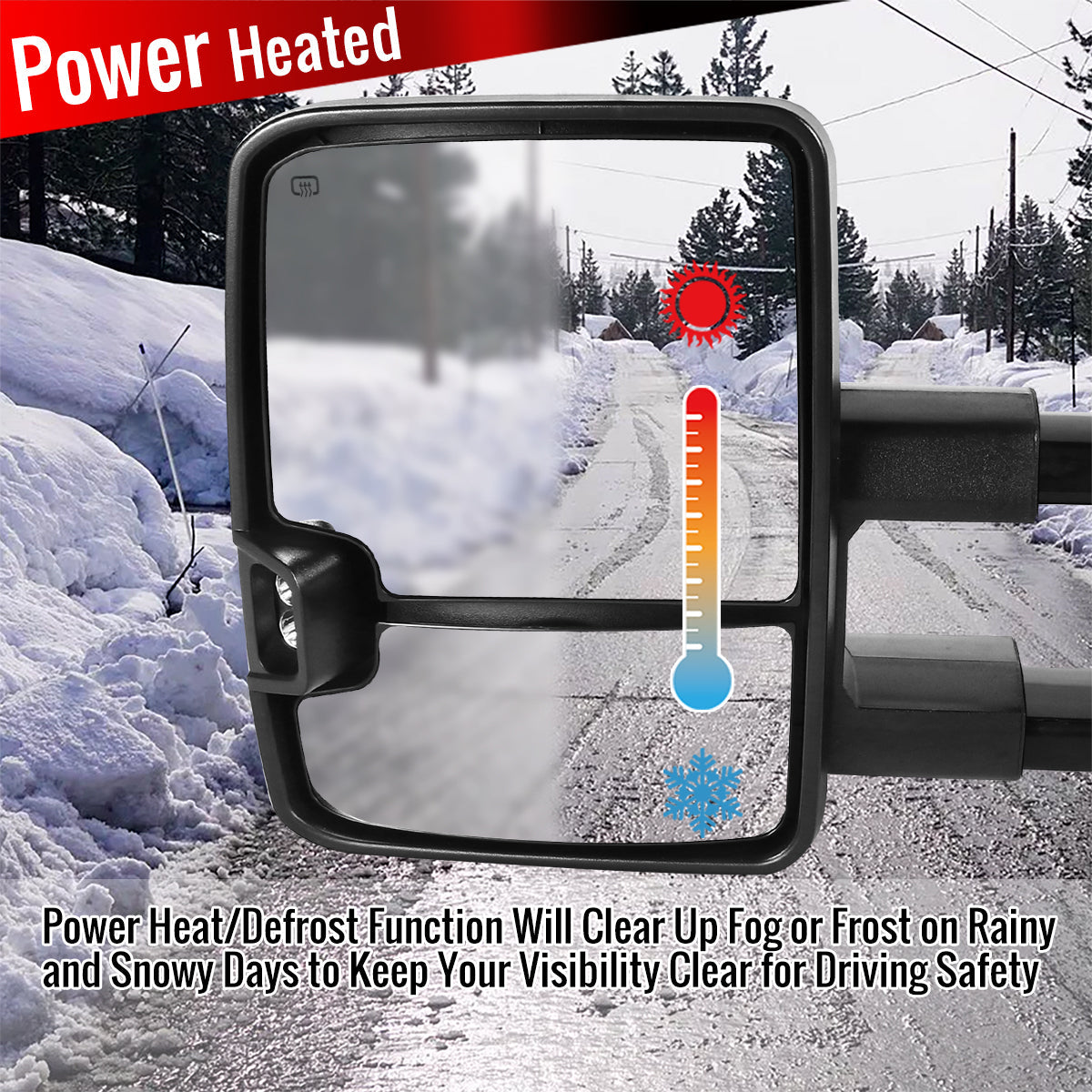 2014-2016 Chevrolet Silverado/GMC Sierra Power Heated ATS Manual Extendable Towing Mirrors w/ Smoked Lens LED Turn Signal & Clearance Lights