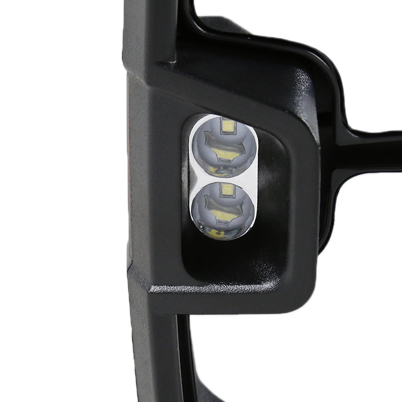 2014-2018 Chevrolet Silverado/ GMC Sierra Power Adjustable, Folding, Heated, & Manual Extendable Black Towing Mirrors w/ Smoked Lens LED Turn Signal & Clearance Lights