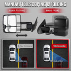 2014-2018 Chevrolet Silverado / GMC Sierra Power Adjustable, Heated, & Manual Extendable Towing Mirrors w/ Smoked Lens LED Signal & Clearance Lights