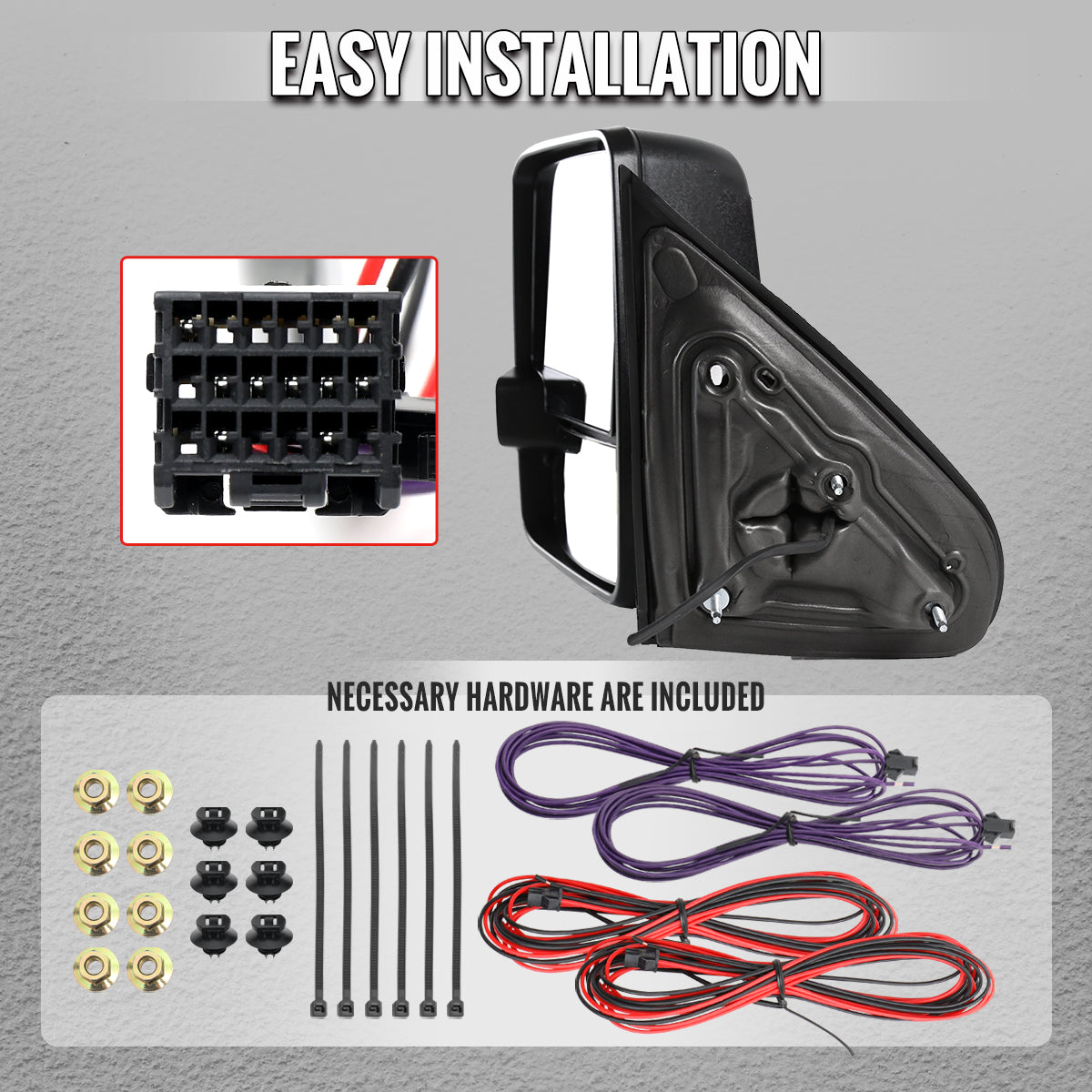 2014-2018 Chevrolet Silverado / GMC Sierra Power Adjustable, Heated, & Manual Extendable Towing Mirrors w/ Smoked Lens LED Signal & Clearance Lights