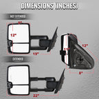 2014-2018 Chevrolet Silverado / GMC Sierra Power Adjustable, Heated, & Manual Extendable Towing Mirrors w/ Smoked Lens LED Signal & Clearance Lights