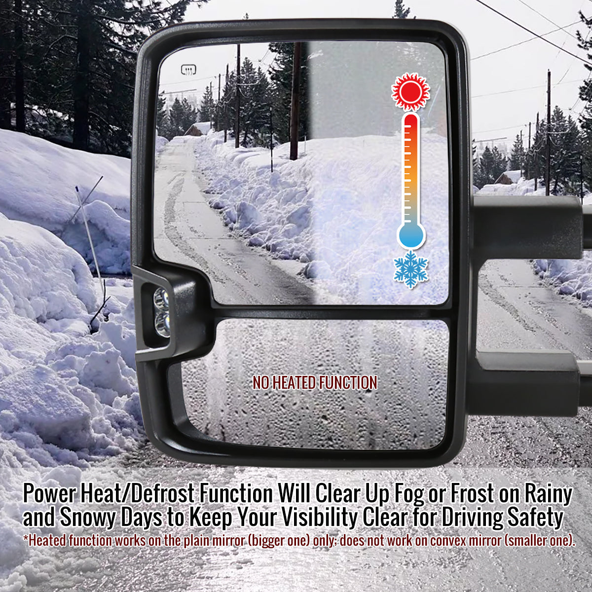 2014-2018 Chevrolet Silverado/GMC Sierra Power Heated Manual Extendable Towing Mirrors w/ Amber Lens LED Turn Signal & Clearance Lights