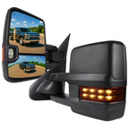2014-2018 Chevrolet Silverado / GMC Sierra Power Heated Manual Extendable Towing Mirrors w/ Smoked Lens LED Turn Signal & Clearance Lights