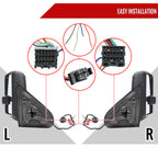 2014-2018 Silverado Sierra 1500 1500 Power Adjustable, Heated, & Manual Extendable Towing Mirrors w/ Smoked Lens LED DRL, Turn Signal and Clearance Lights
