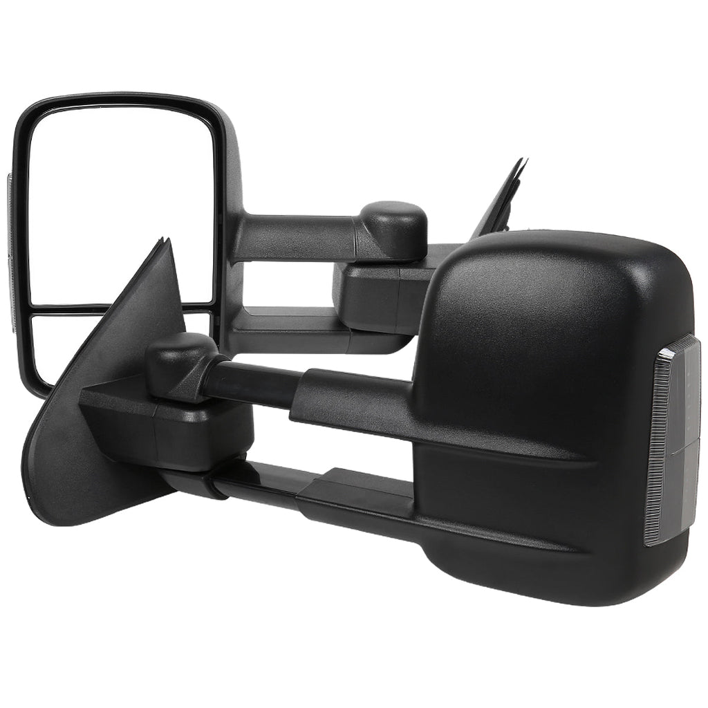 2014-2018 Chevrolet Silverado/GMC Sierra Manual Adjustable & Extendable Towing Mirrors w/ Smoked Lens LED Turn Signal Lights