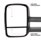 2014-2018 Chevrolet Silverado/GMC Sierra Power Heated Manual Extendable Towing Mirrors w/ Smoked Lens LED Turn Signal Lights