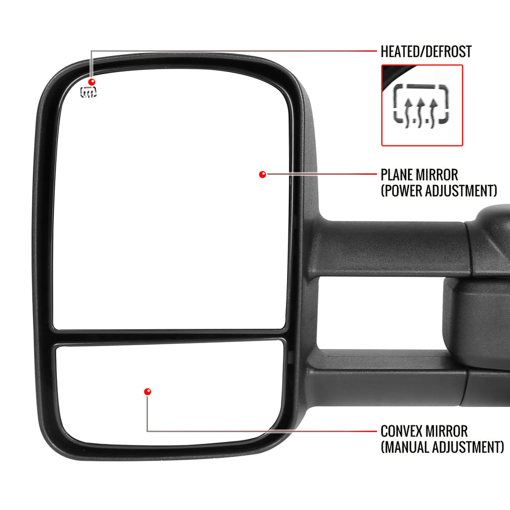 2014-2018 Chevrolet Silverado/GMC Sierra Power Heated Manual Extendable Towing Mirrors