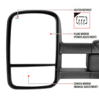 2014-2018 Chevrolet Silverado/GMC Sierra Power Heated Manual Extendable Towing Mirrors