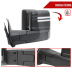 2014-2018 Silverado Sierra 1500 Power Adjustable, Heated, & Manual Extendable Towing Mirrors w/ Clear Lens LED DRL, Turn Signal and Clearance Lights