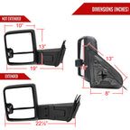 2014-2018 Silverado Sierra 1500 Power Adjustable, Heated, & Manual Extendable Towing Mirrors w/ Clear Lens LED DRL, Turn Signal and Clearance Lights