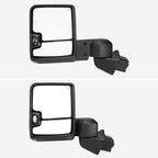 2019-2025 Chevrolet Silverado 1500 Power Adjustable, Heated, & Manual Extendable Chrome Towing Mirrors w/ Clear Lens LED Turn Signal & Clearance Lights