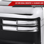 2019-2025 Chevrolet Silverado 1500 Power Adjustable, Heated, & Manual Extendable Chrome Towing Mirrors w/ Clear Lens LED Turn Signal & Clearance Lights