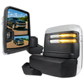 2019-2025 Chevrolet Silverado 1500 Power Adjustable, Heated, & Manual Extendable Chrome Towing Mirrors w/ Clear Lens LED Turn Signal & Clearance Lights