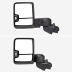 2019-2025 Chevrolet Silverado 1500 Power Adjustable, Heated, and Manual Extendable Black Towing Mirrors with Clear Lens LED Turn Signal & Clearance Lights