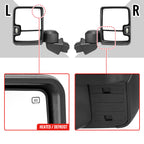2019-2025 Chevrolet Silverado 1500 Power Adjustable, Heated, & Manual Extendable Black Towing Mirrors w/ Smoked Lens LED Turn Signal & Clearance Lights