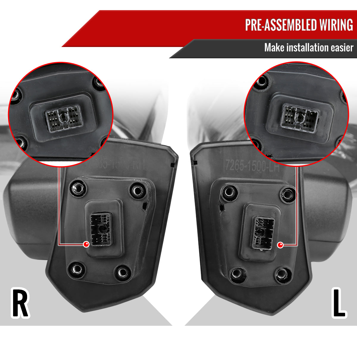 2019-2025 Chevrolet Silverado 1500 Power Adjustable, Heated, and Manual Extendable Black Towing Mirrors with Clear Lens LED Turn Signal & Clearance Lights