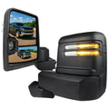2019-2025 Chevrolet Silverado 1500 Power Adjustable, Heated, and Manual Extendable Black Towing Mirrors with Clear Lens LED Turn Signal & Clearance Lights