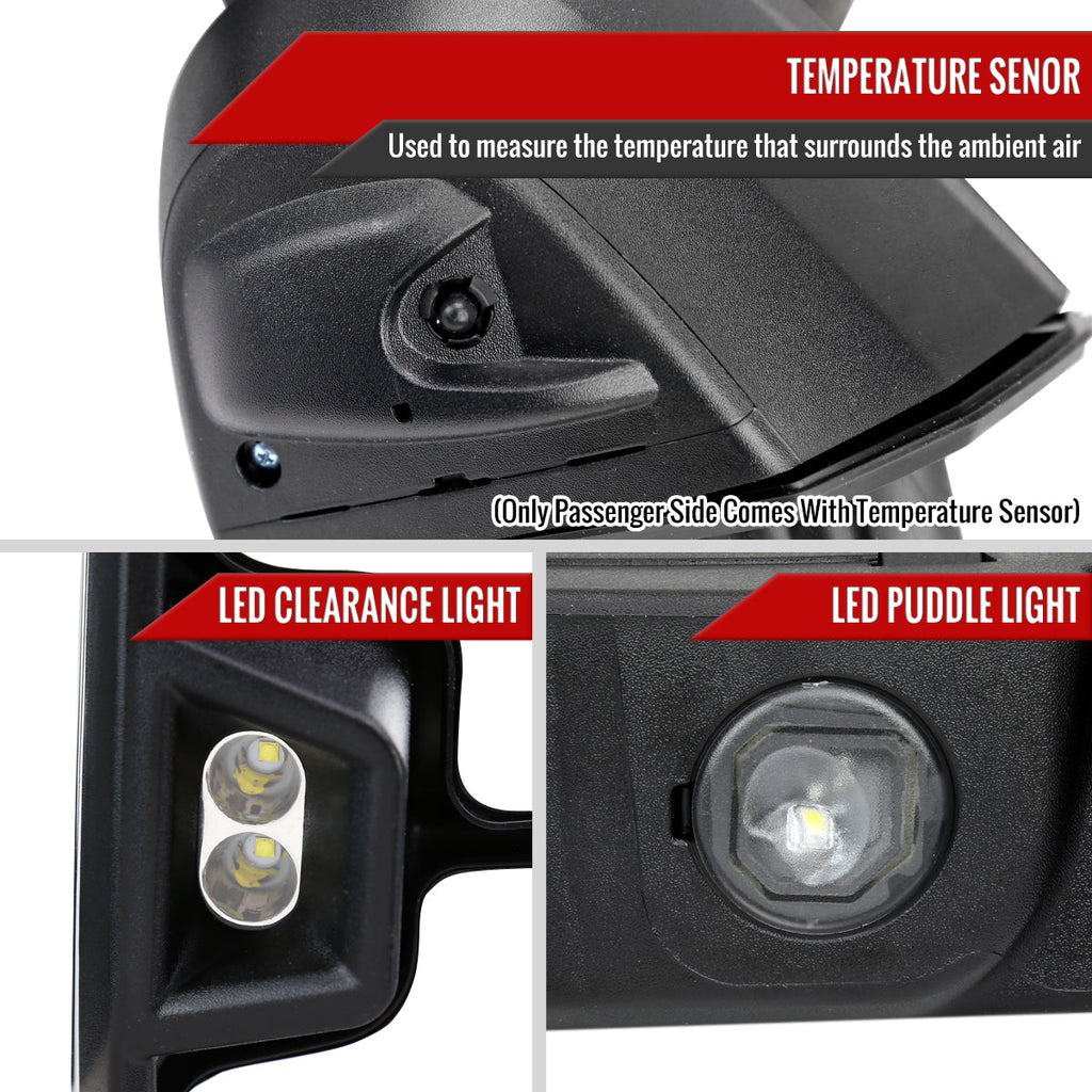 2020-2025 Chevrolet Silverado/GMC Sierra 2500HD/3500HD Power Adjustable, Heated, & Manual Extendable Chrome Towing Mirrors w/ Smoked Lens LED Turn Signal & Clearance Lights