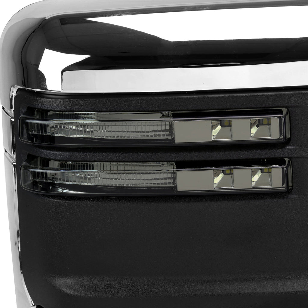 2020-2025 Chevrolet Silverado/GMC Sierra 2500HD/3500HD Power Adjustable, Heated, & Manual Extendable Chrome Towing Mirrors w/ Smoked Lens LED Turn Signal & Clearance Lights