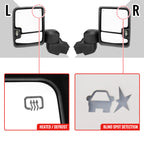 2020-2025 Chevrolet Silverado/GMC Sierra 2500HD/3500HD Power Adjustable, Heated, & Manual Extendable Black Towing Mirrors w/ Smoked Lens LED Turn Signal & Clearance Lights