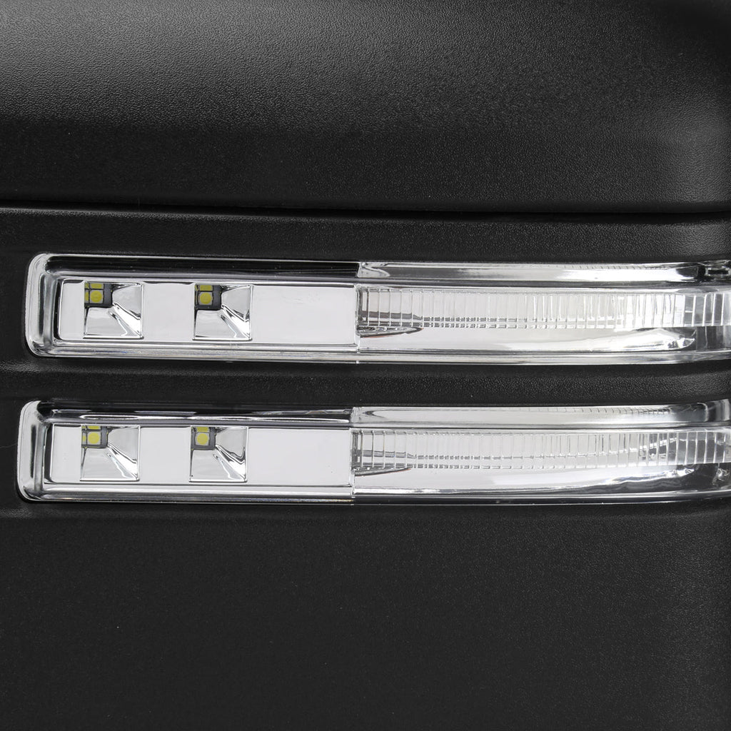 2020-2025 Chevrolet Silverado/GMC Sierra 2500HD/3500HD Power Adjustable, Heated, & Manual Extendable Black Towing Mirrors w/ Clear Lens LED Turn Signal & Clearance Lights