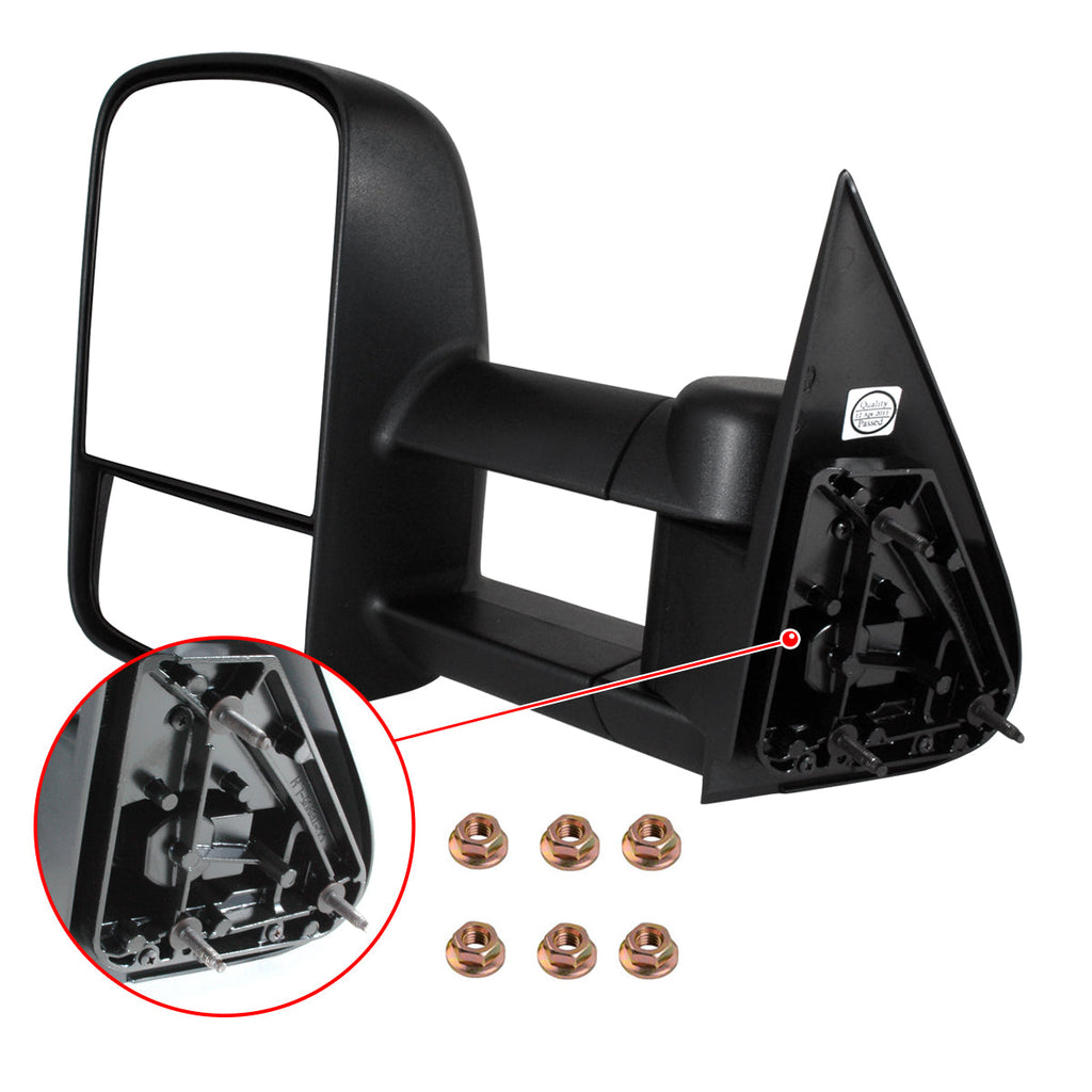 1999-2007 Chevrolet Silverado/Tahoe/Suburban GMC Sierra/Yukon XL Manual Adjustable & Extendable Black Cover Towing Mirrors