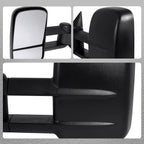 1999-2007 Chevrolet Silverado / Tahoe / Suburban / GMC Sierra / Yukon XL Black  Manual Adjustable & Extendable Black Cover Towing Mirrors