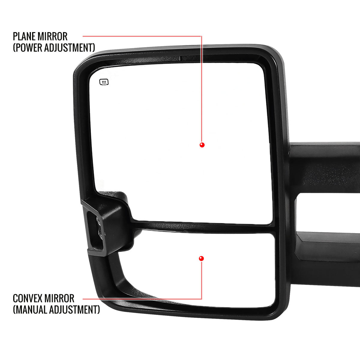 1999-2002 Chevrolet Silverado/Tahoe/Suburban/Avalanche GMC Sierra/Yukon/Yukon XL Power Heated Manual Extendable Chrome Towing Mirrors w/ Amber Lens LED Turn Signal & Clearance Lights