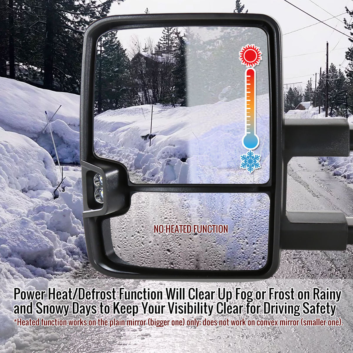 1999-2002 Chevrolet Silverado/Tahoe/Suburban/Avalanche GMC Sierra/Yukon/Yukon XL Power Heated Manual Extendable Towing Mirrors w/ Amber Lens LED Turn Signal & Clearance Lights