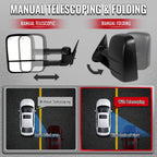 1999-2002 Chevrolet Silverado / Tahoe / Suburban / GMC Sierra / Yukon XL Black Power Ajdustable Heated Manual Extendable Towing Mirrors