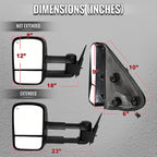 1999-2002 Chevrolet Silverado / Tahoe / Suburban / GMC Sierra / Yukon XL Black Power Ajdustable Heated Manual Extendable Towing Mirrors