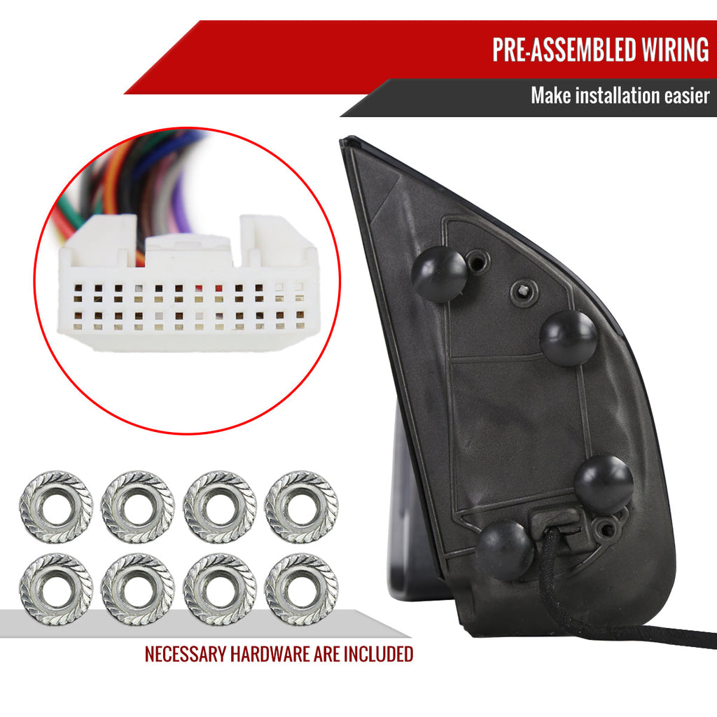 2016-2022 Nissan Titan Power Adjustable, BSM, Memory Fuction, & Manually Extendable Black Towing Mirrors with Clear Lens LED Turn Signal & Puddle Lights