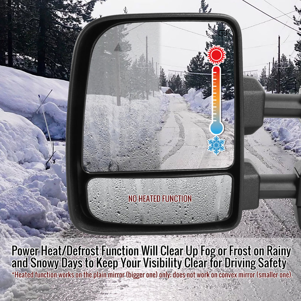 2016-2022 Nissan Titan Power Adjustable, BSM, Memory Fuction, & Manually Extendable Chrome Towing Mirrors with Clear Lens LED Turn Signal & Puddle Lights