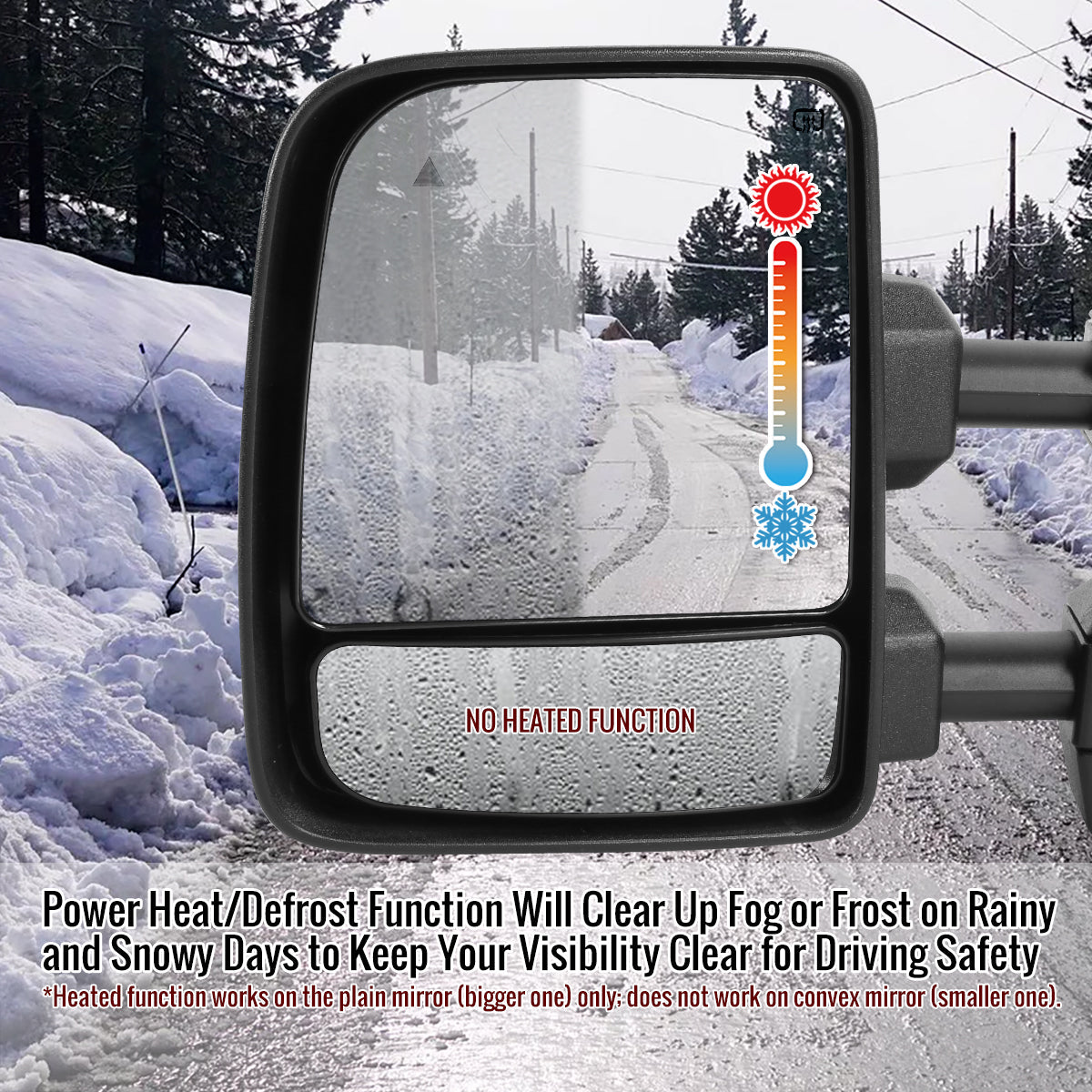 2016-2022 Nissan Titan Power Adjustable, BSM, & Manually Extendable Black Towing Mirrors with Clear Lens LED Turn Signal & Puddle Lights