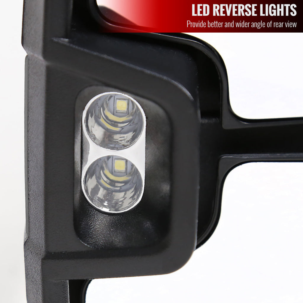 2007-2017 Toyota Tundra/ 2008-2017 Sequoia Power Heated BSM Manual Extendable Towing Mirrors w/ Smoked Lens LED Turn Signal & Clearance Lights