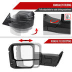 2022-2024 Toyota Tundra Matte Black Power Power Plane Mirror w/ Manual Convex Mirror, Manual Fold & Rotate, BSD, Heated Plane Mirror and LED Turn Signal Light