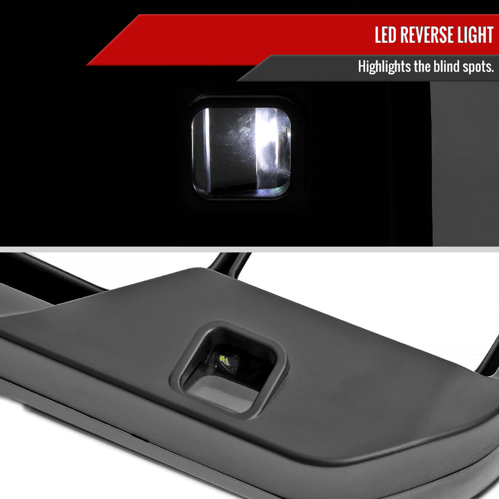 2022-2024 Toyota Tundra Matte Black Power Power Plane Mirror w/ Manual Convex Mirror, Manual Fold & Rotate, BSD, Heated Plane Mirror and LED Turn Signal Light