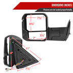 2022-2024 Toyota Tundra Matte Black Power Power Plane Mirror w/ Manual Convex Mirror, Manual Fold & Rotate, BSD, Heated Plane Mirror and LED Turn Signal Light