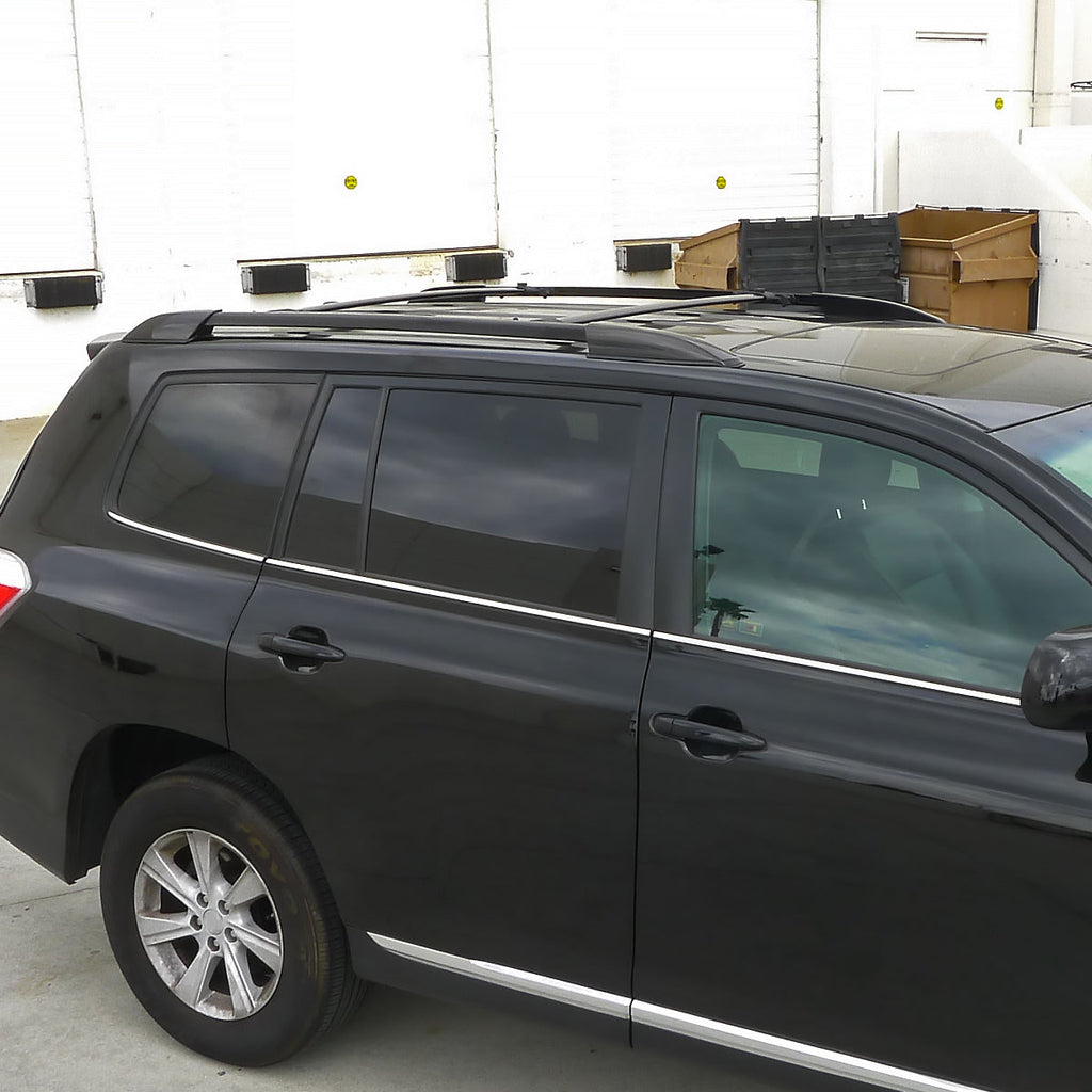 2008-2013 Toyota Highlander Black Powder Coated Aluminum Roof Rack Cross Bars