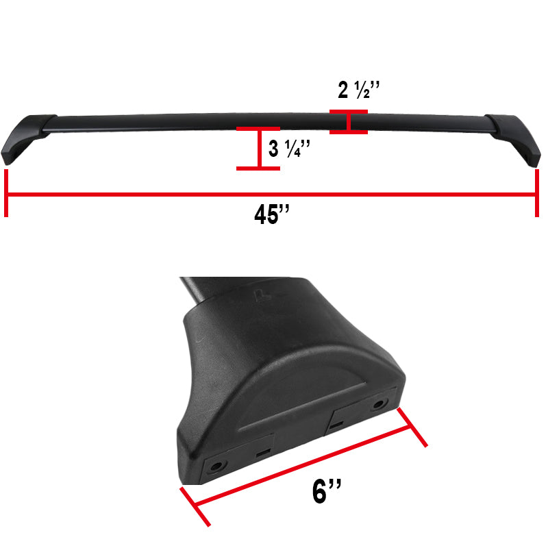 2016-2018 Honda Pilot Black Aluminum Roof Top Rack Cross Bars