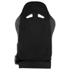 Fully Reclinable Black Suede Stitch Bucket Racing Seat w/ Sliders - Driver Side Only
