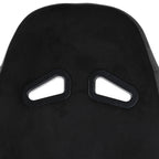 Fully Reclinable Black Suede Stitch Bucket Racing Seat w/ Sliders - Driver Side Only
