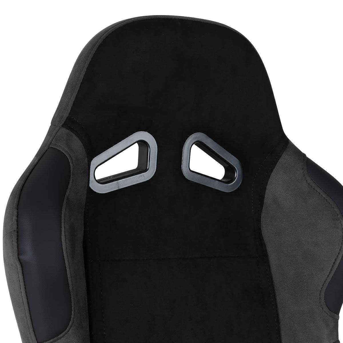 Fully Reclinable Black Suede Stitch Bucket Racing Seat w/ Sliders - Passenger Side Only